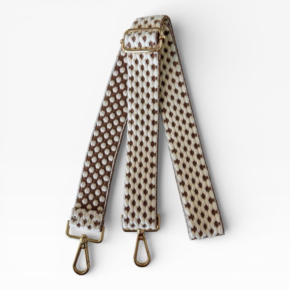 Tan and Beige with Gold Adjustable Bag/Phone/Crossbody Strap - NWOT